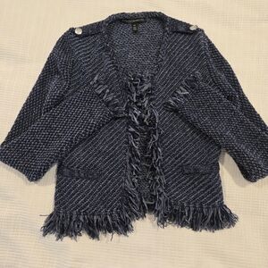 Fringe sweater blazer